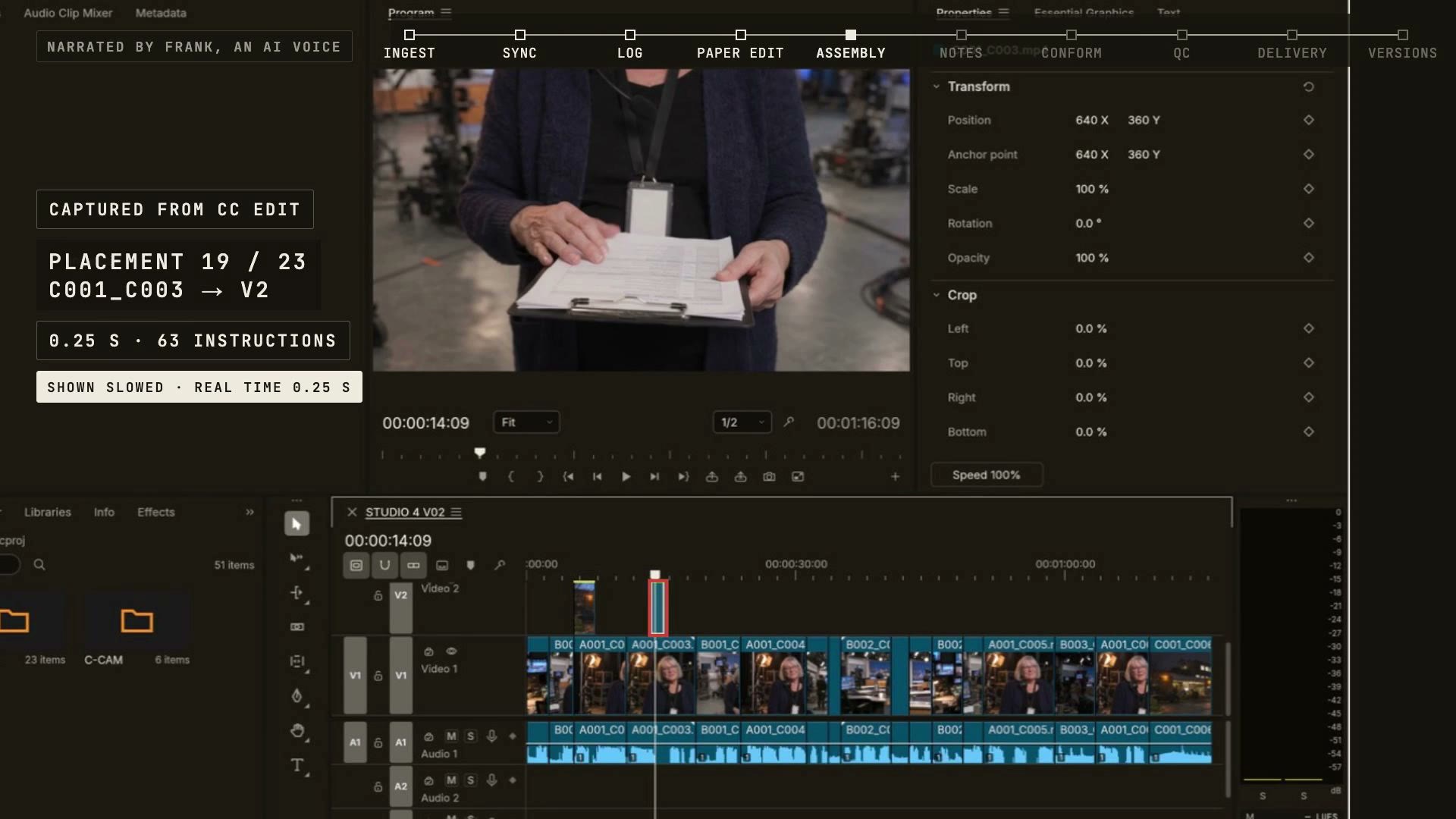CC Edit laying STUDIO 4's cut