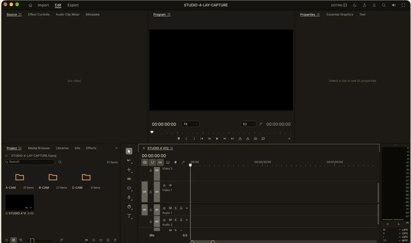 CC Edit with the empty STUDIO 4 V02 sequence