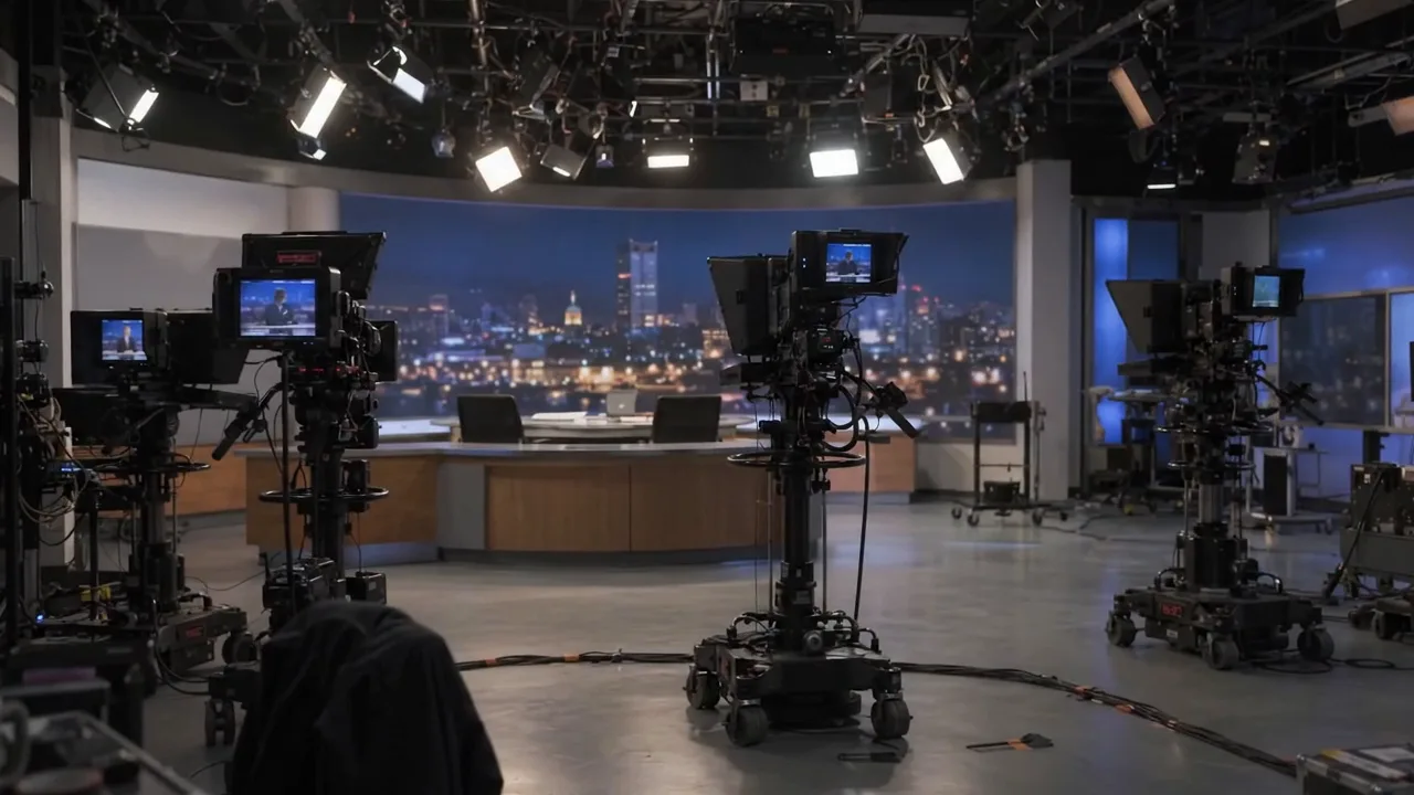 The empty studio floor, its cameras still